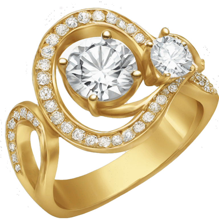 gold swirled diamonds engagement ring  emoji