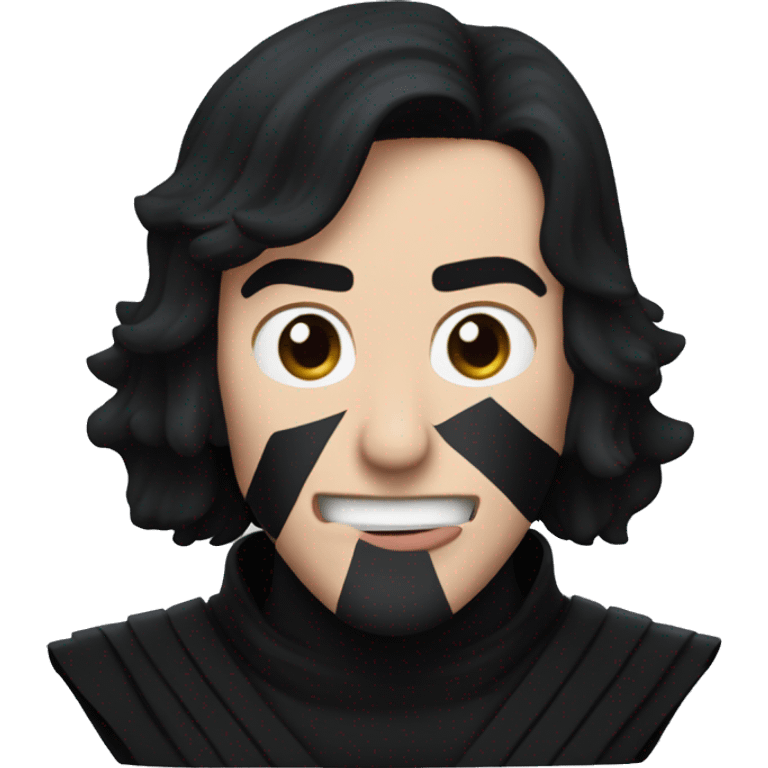 kylo ren without a helmet screaming "MORE" emoji