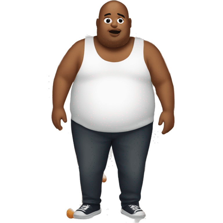 fat man with a buzzcut eating chicken wings emoji