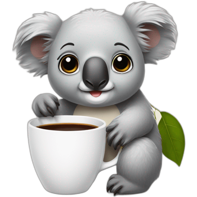 Koala with a cup of coffee emoji