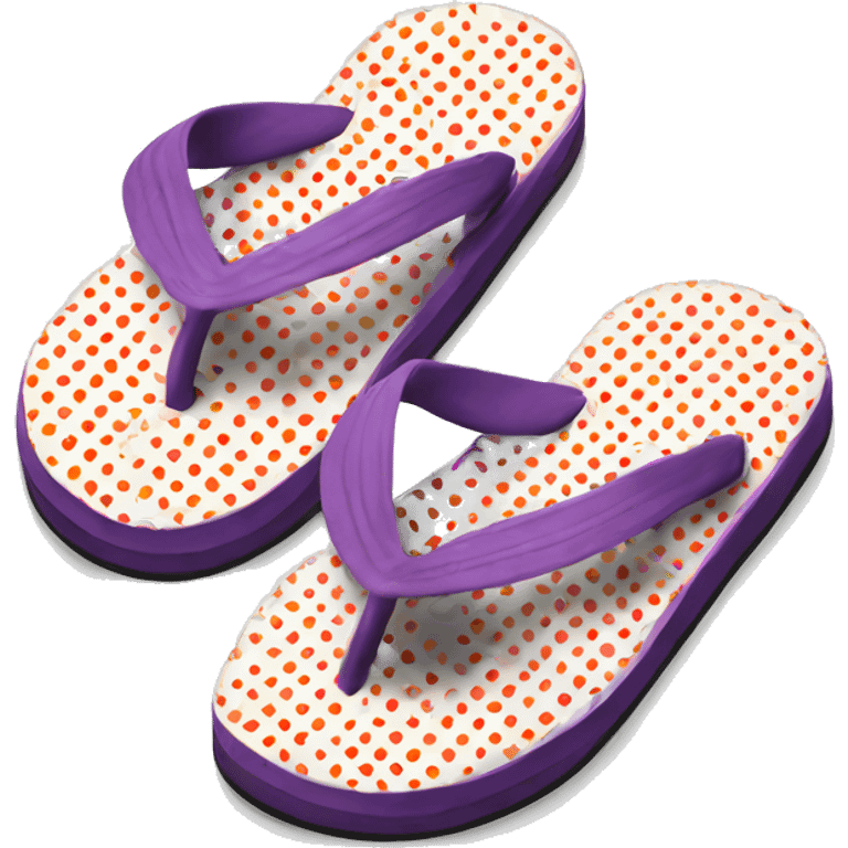 Realistic pair of polka dot summer flip flops isolated. emoji