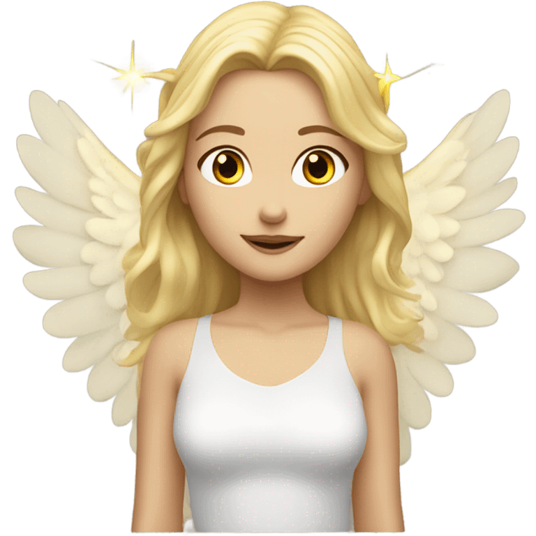 Caucasian blonde girl with big wings & halo over her head emoji