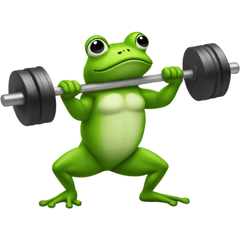 A frog lifting weights  emoji