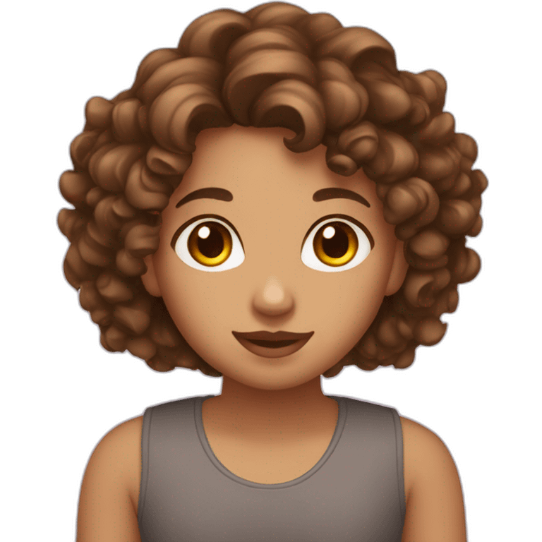 Futty girl with brown curly hair and brown eyes emoji