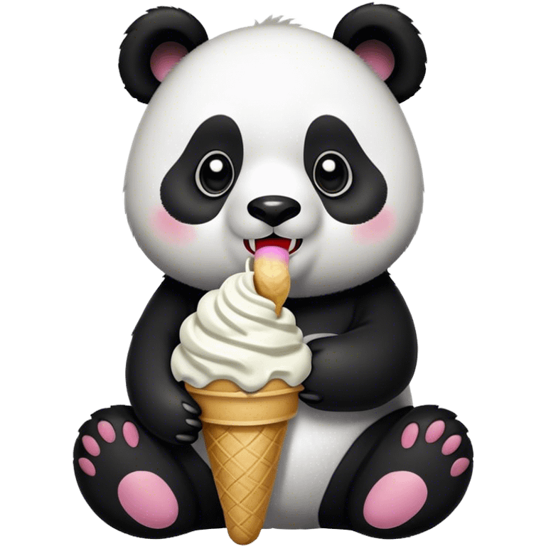 Panda eating ice cream emoji