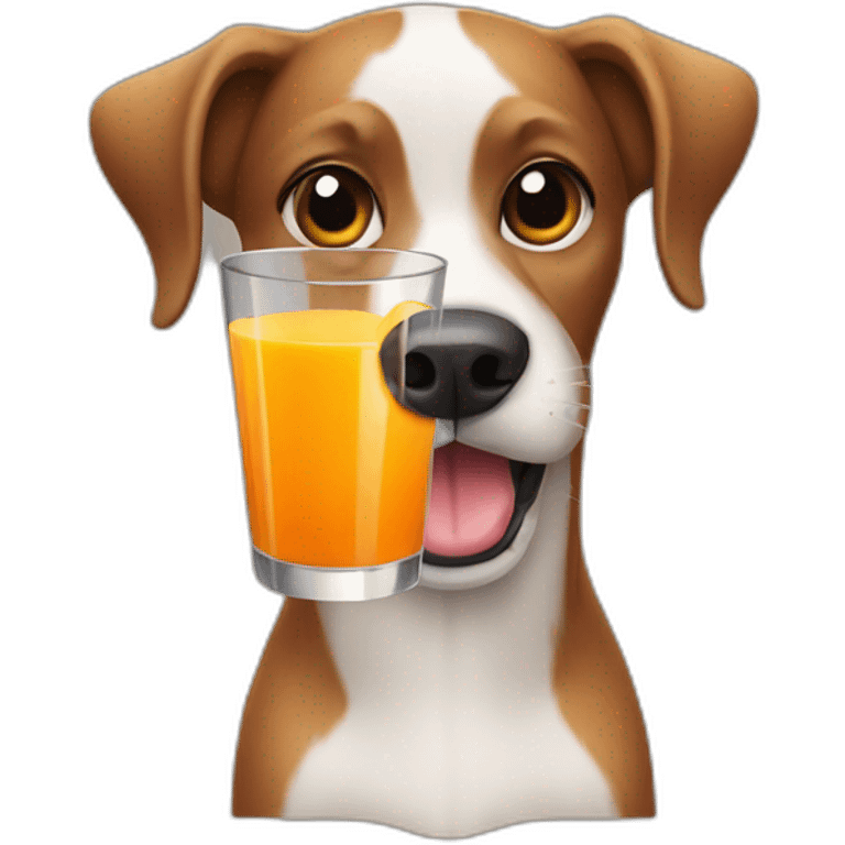 Dog drinking orange juice emoji