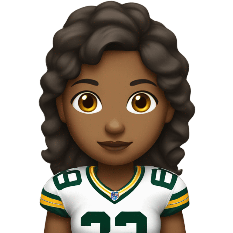 Brown girl with packers jersey on emoji