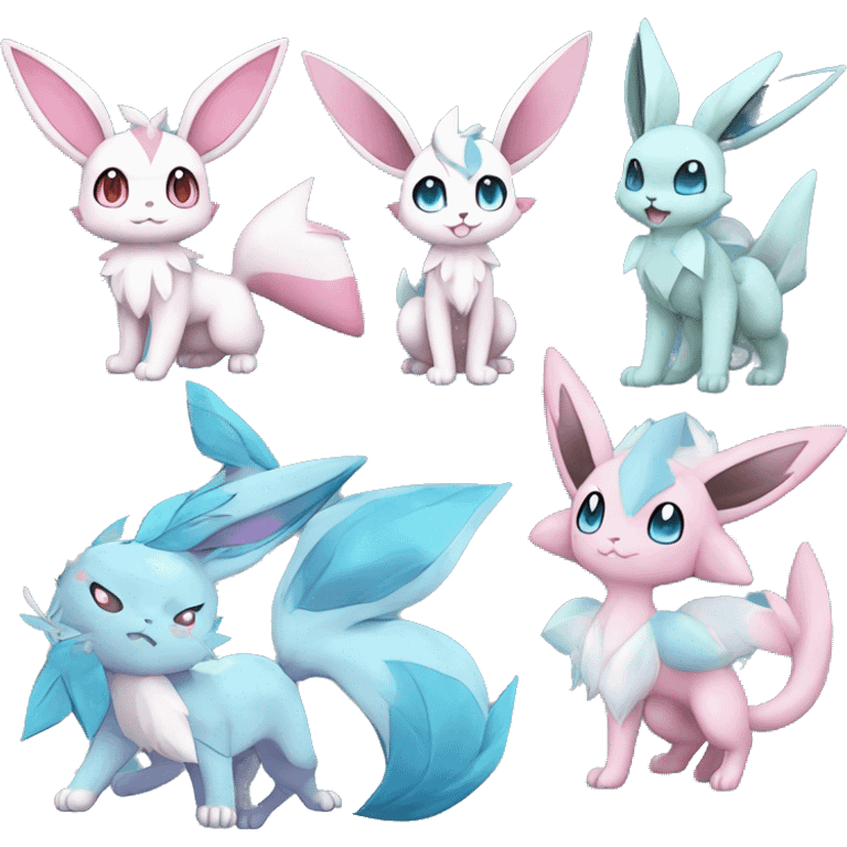 Sylveon-Bunny-Glaceon-Vaporeon-Pokémon full body emoji