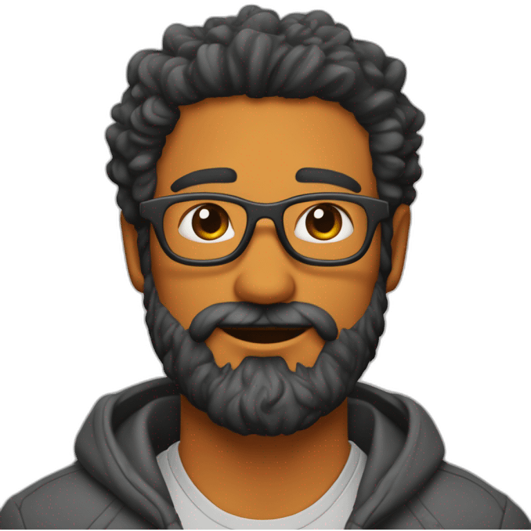 hombre de lentes anaranjados cabello rizado y barba emoji