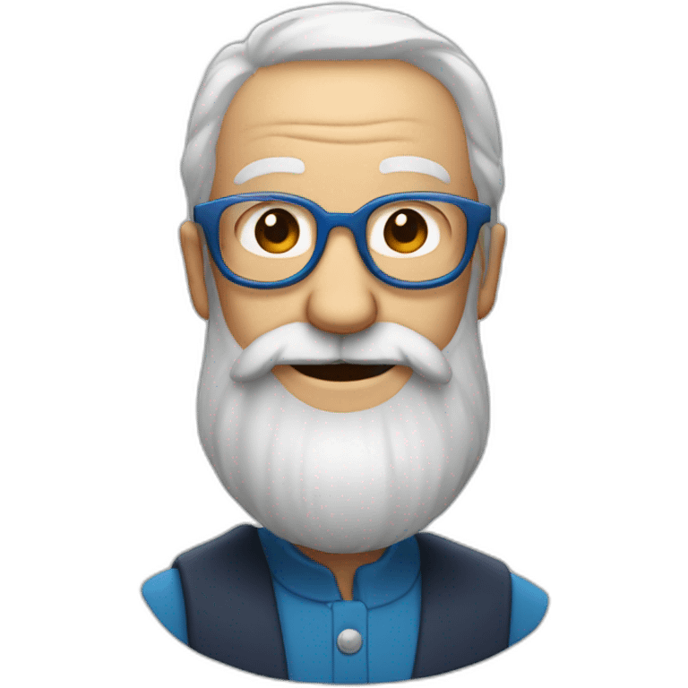 old man with red hair, blue glasses, long beard and moustache and a big smile emoji