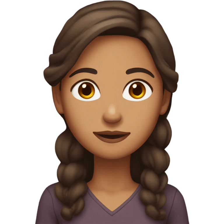 woman with long chocolate brown hair and brown eyes with tan olive skin emoji