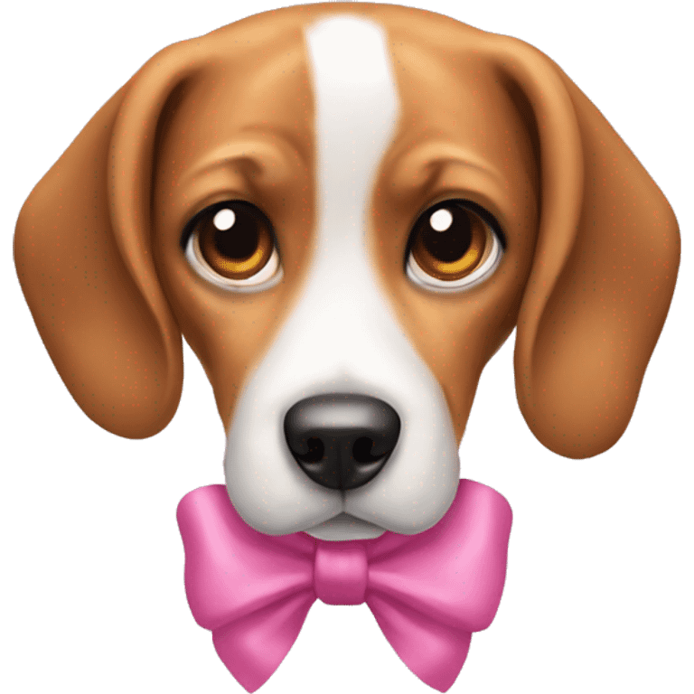 Beagle dog with a pink bow in both ears emoji