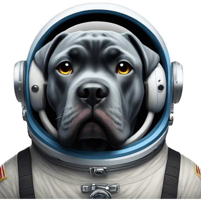 A blue Cane Corso as an astronaut in space helmet. emoji