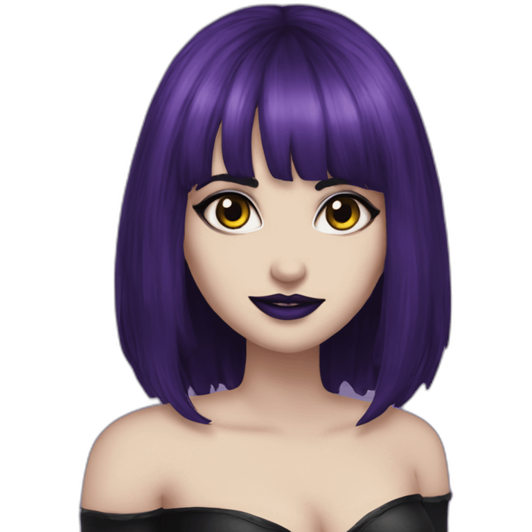 Elissabat-with-bangs-long-hair-dark-purple-and-black-vampire-goth-makeup-crown emoji