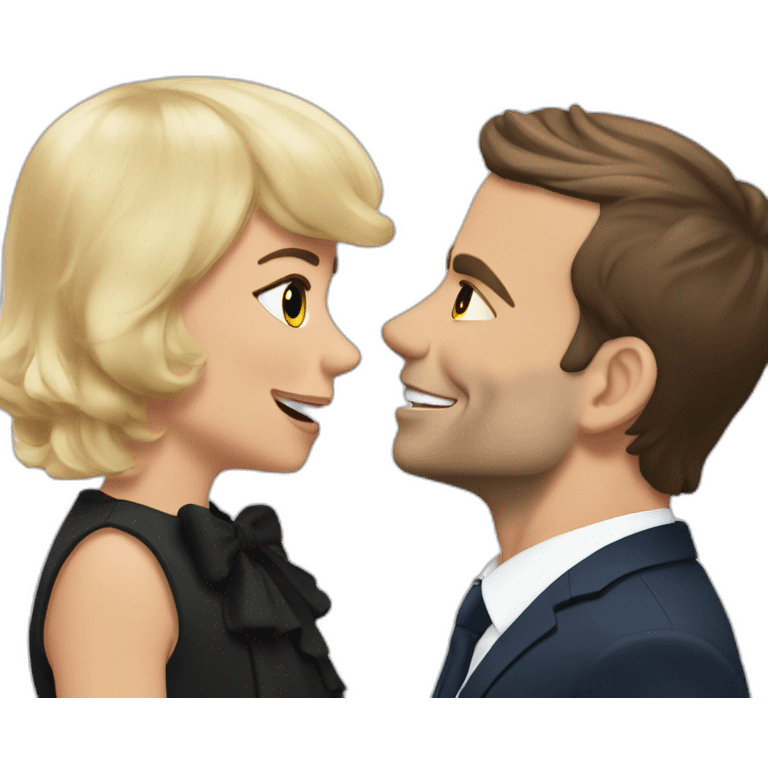 Macron qui fait un bisou à sa emoji