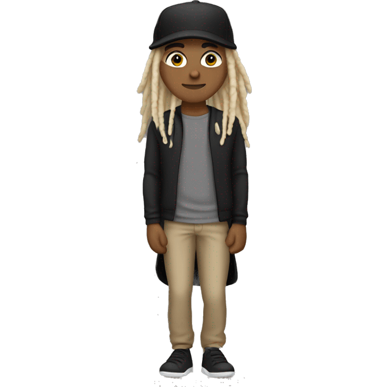 lightskin with blonde dreads and black running hat emoji