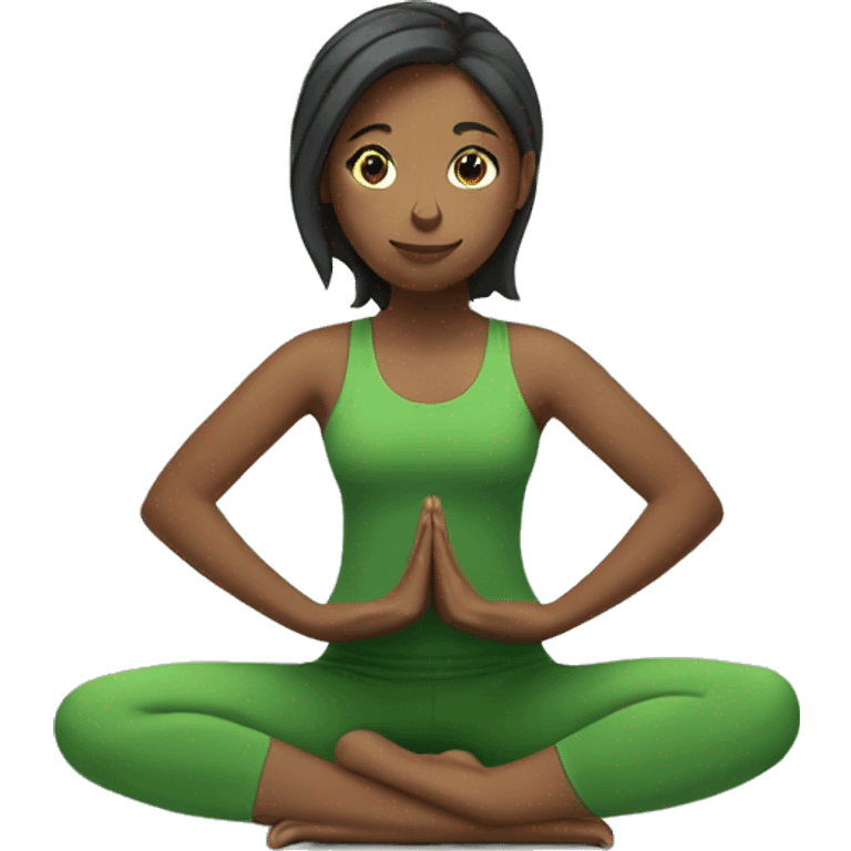 girl in a green T-shirt doing yoga
 emoji