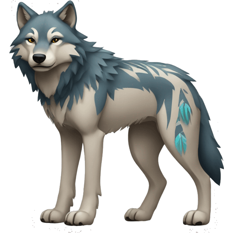 Wolf With Tribal Markings Full Body emoji