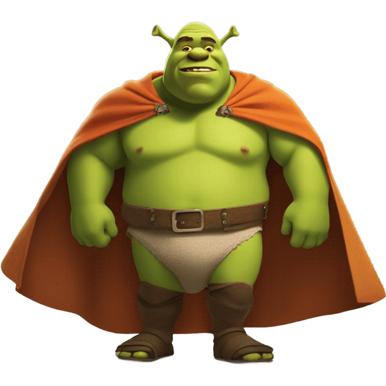 Shrek in a cape while wearing underwear emoji