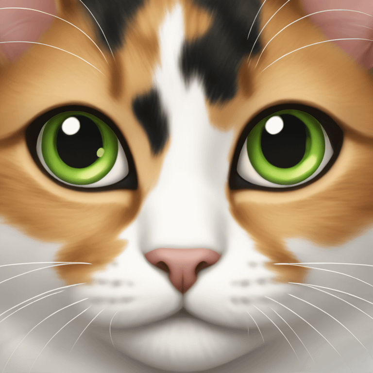 calico cat with green eyes emoji