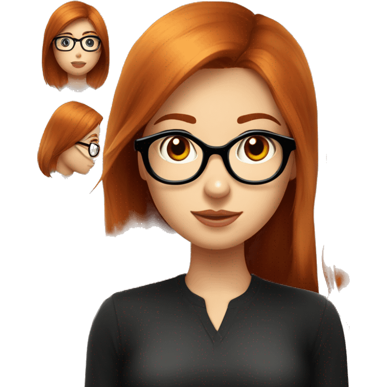 Fille rousse cheveux longs lisse lunettes ronde noire yeux  emoji