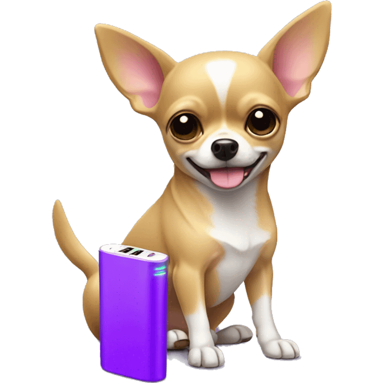 Chihuahua with purple powerbank emoji