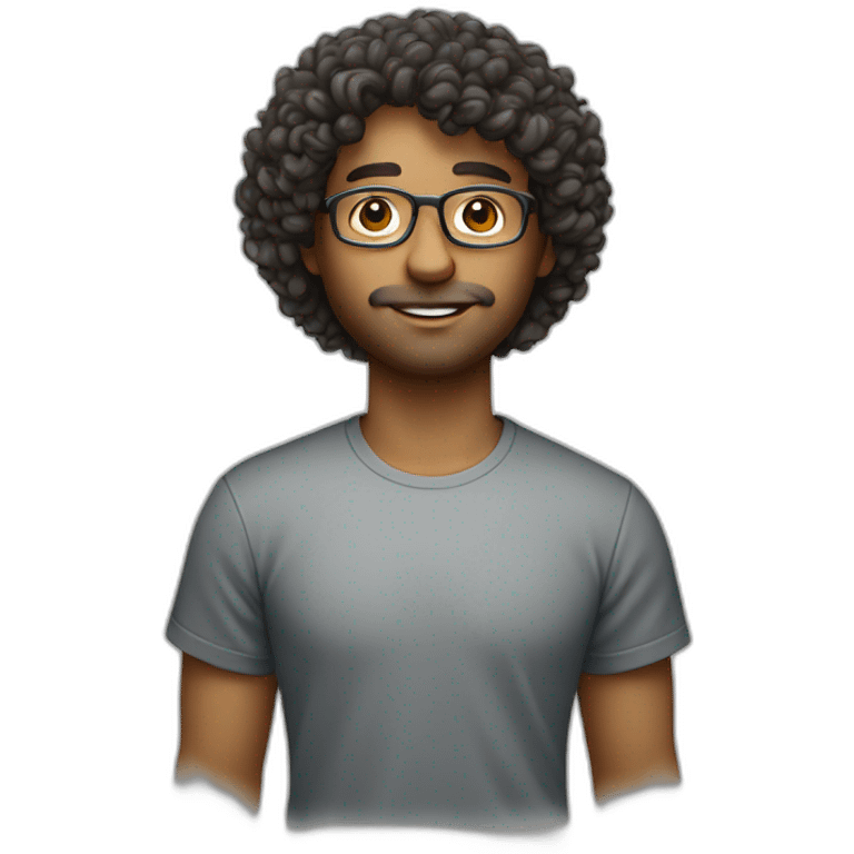 curly hair researcher with a lambda on his tshirt emoji