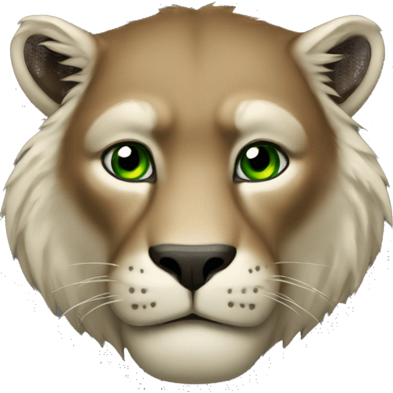 Brown sabertooth green eyes emoji