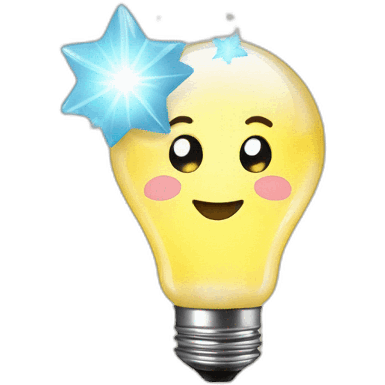 light bulb with little brain and shiny stars inside emoji