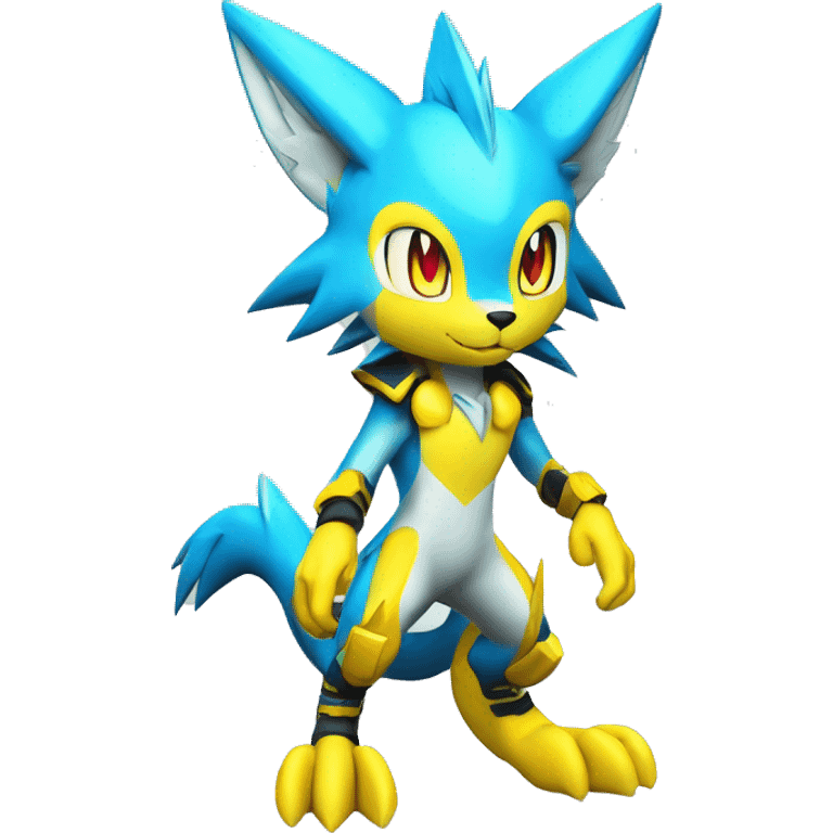 Shiny Colorful Anthro Edgy Cool Sonic-Zeraora-Renamon-Pokémon-Fakémon with neon markings Full Body Detailed High Quality  emoji