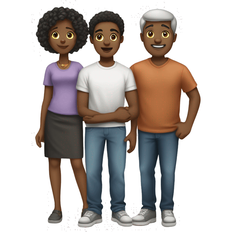 topical family emoji  white dad black mom black older sister and black little brother emoji