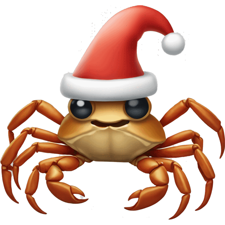 Crab in a Christmas hat emoji