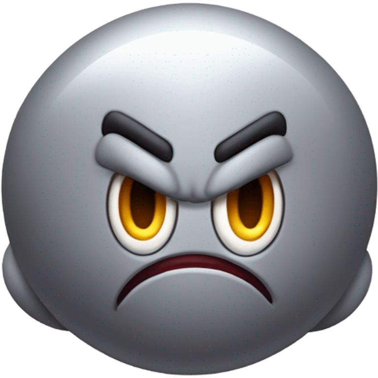 Metal cute mad Kirby bubble Gray ball driving on car wheels with mad eyebrows game emoji