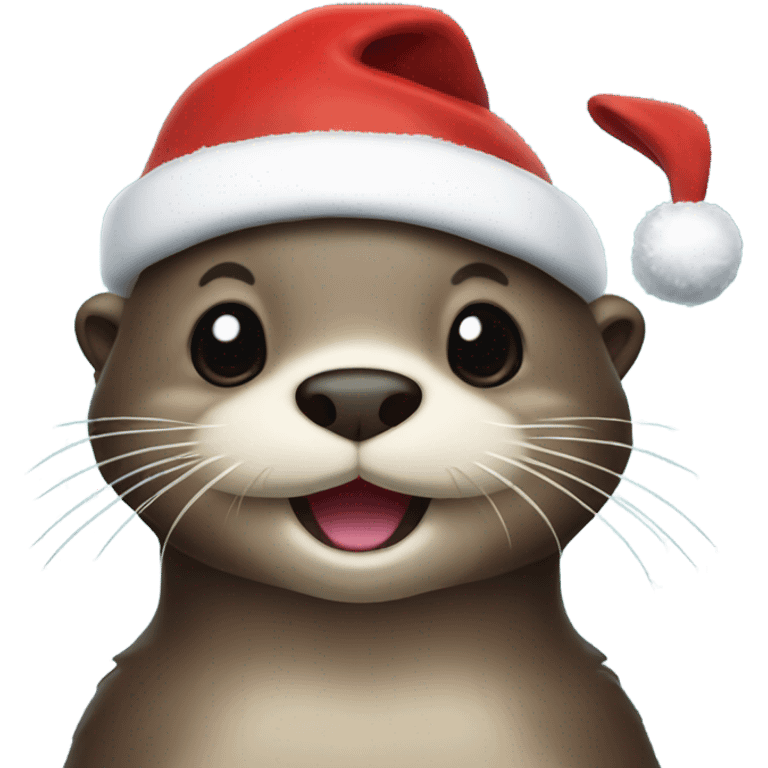 Otter with Santa hat emoji