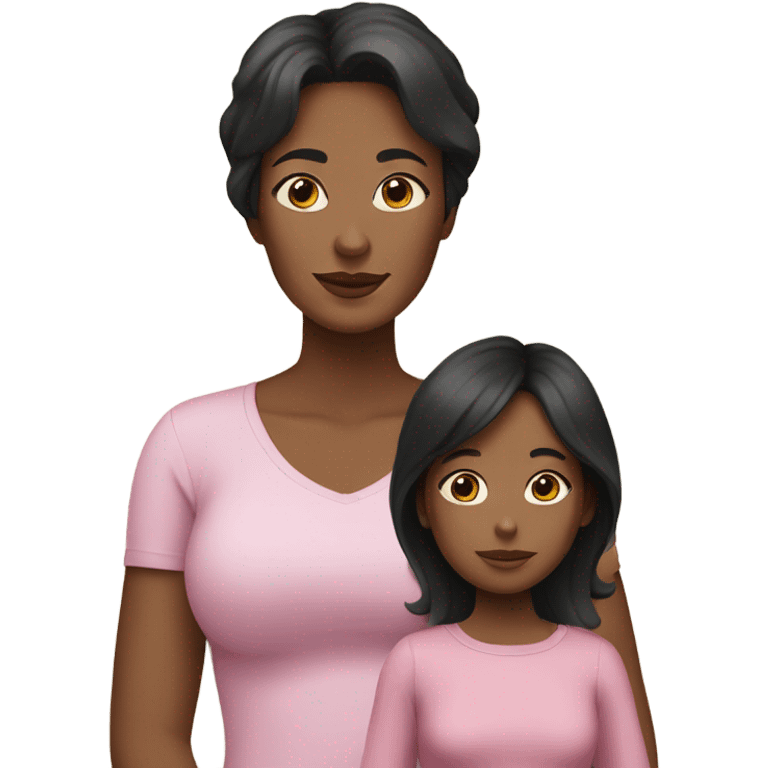 Mother black hair daughter brown hair beauty mask  emoji