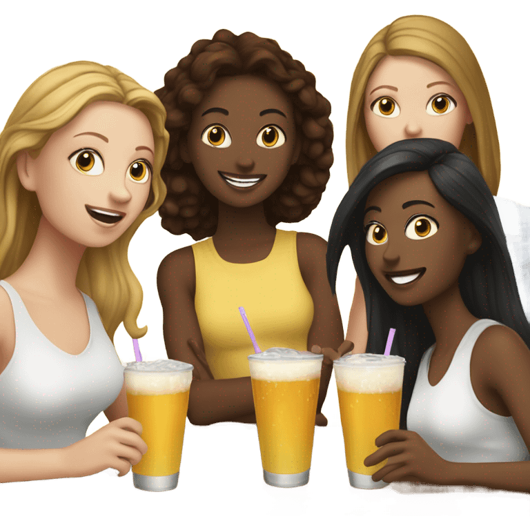 Group of 6 white  girls drinking  emoji