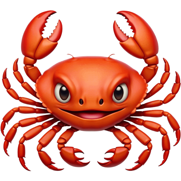 Cinematic Comical Red Crab Portrait Emoji, Head tilted dramatically with an exaggeratedly amused expression, featuring a vibrant, angular carapace with bold, expressive pincers and wide, comically animated eyes full of playful disbelief, Simplified yet hilariously expressive features, highly detailed, glowing with a slightly sassy oceanic glow, high shine, dramatic yet playful, stylized with an air of quirky coastal mischief, soft glowing outline, capturing the essence of a meme-worthy red crab that looks ready to pinch its way into viral fame! emoji