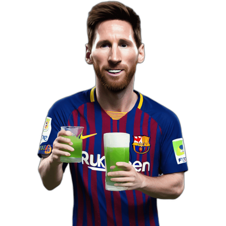 Messi drinking emoji