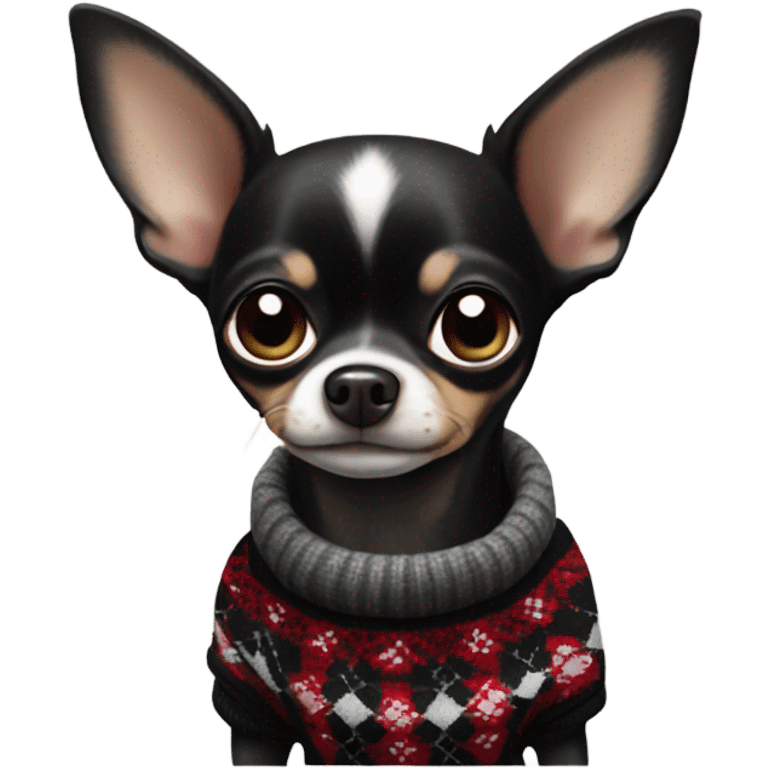 Black Chihuahua in argyle sweater  emoji