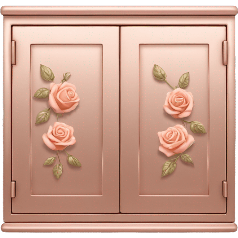 Realistic front facing rose gold hanging cabinets with flower pattern on them. emoji