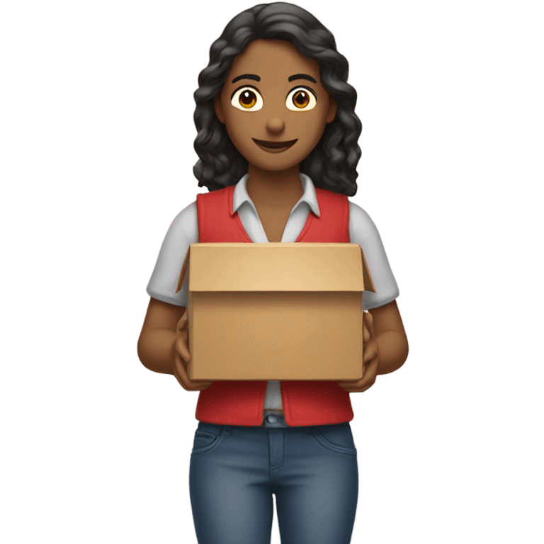 Katia red vest brings box to car emoji