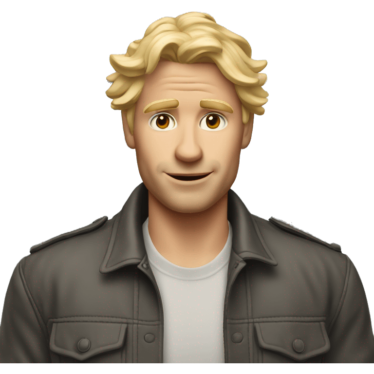 a man with blond hair standing infront of the matterhorn emoji