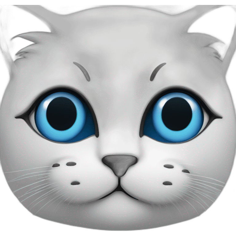 Chat blanc aux yeux bleus avec masque dégradé noir emoji