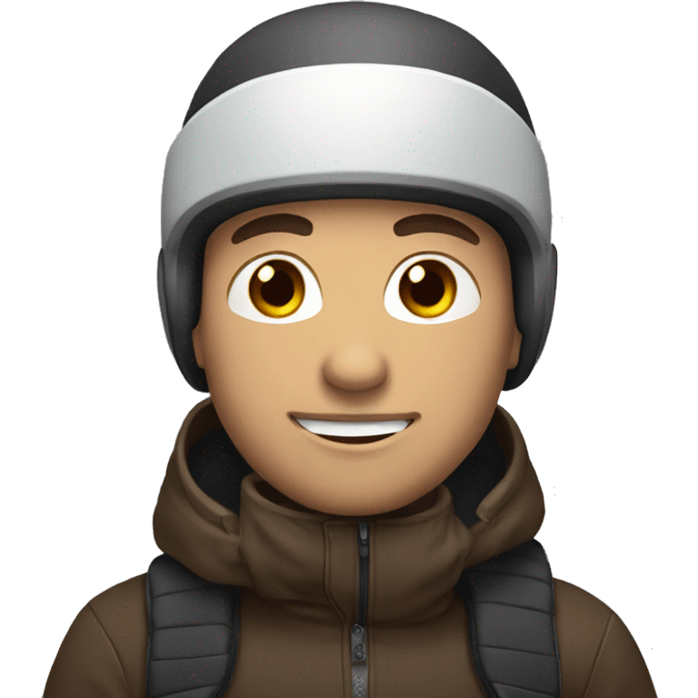 Guy on snowboard with dark brown hair white  emoji