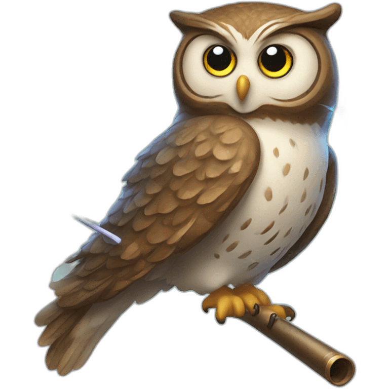 Owl with a magic wand emoji