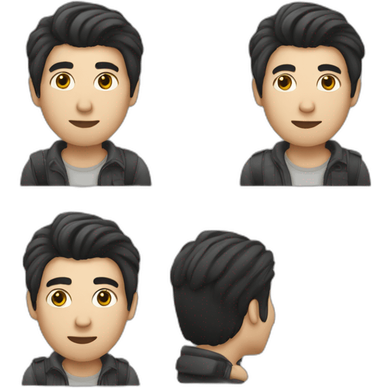 male, white, black hair, cell phone on hand  emoji