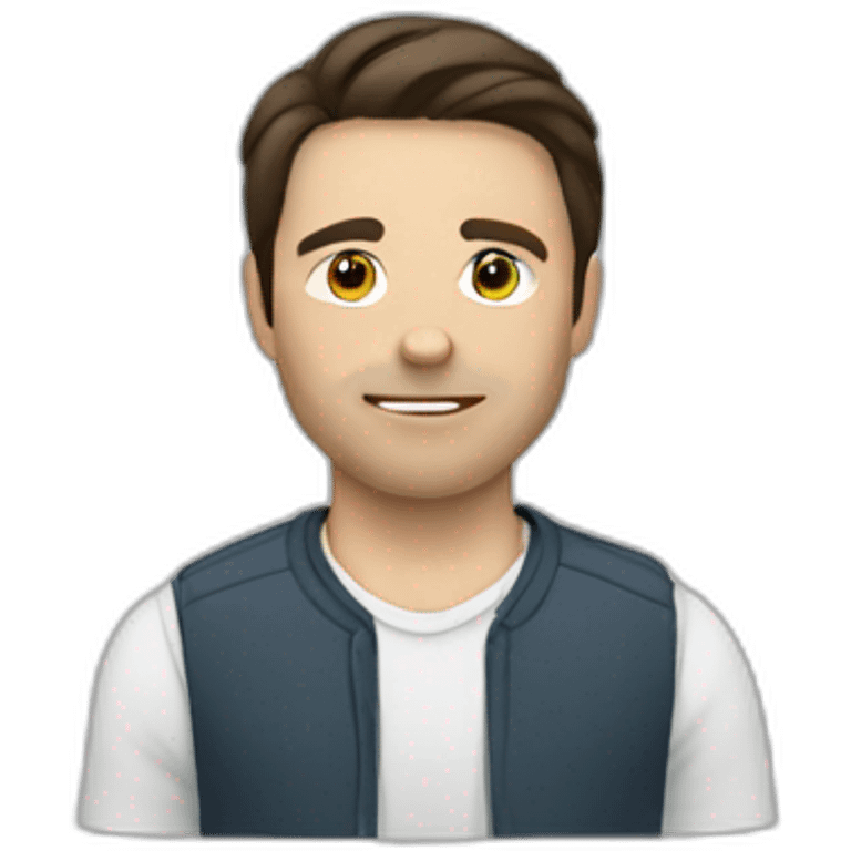 white male with medium long dark brown hair emoji