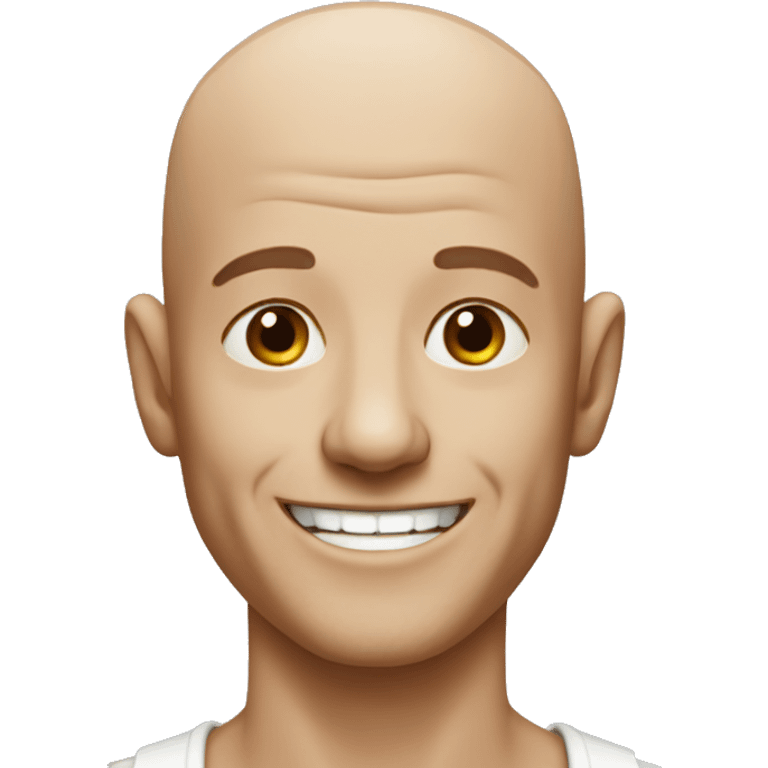 A hairless man smiling emoji