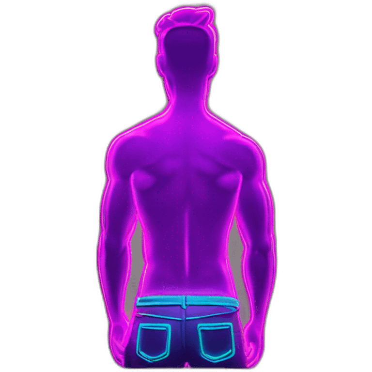 Juicy booty neon sign style man emoji