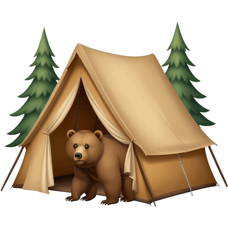 a tent being stalked by a grizzly bear emoji